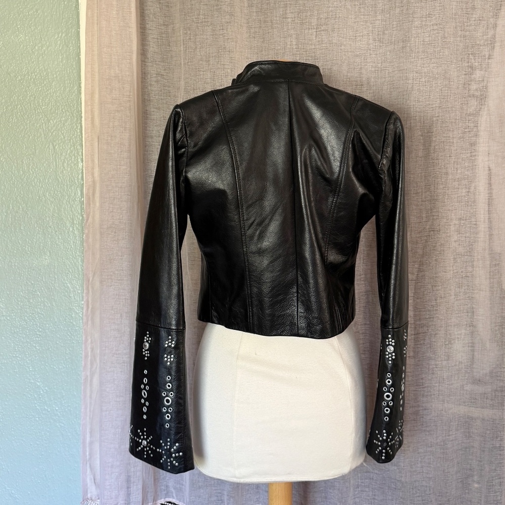 RARE Vintage VON DUTCH ORIGINALS Leather MOTO Biker Jacket Studded Womens Y2k
